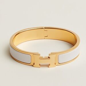 Hermes Clic H bracelet - White and Gold